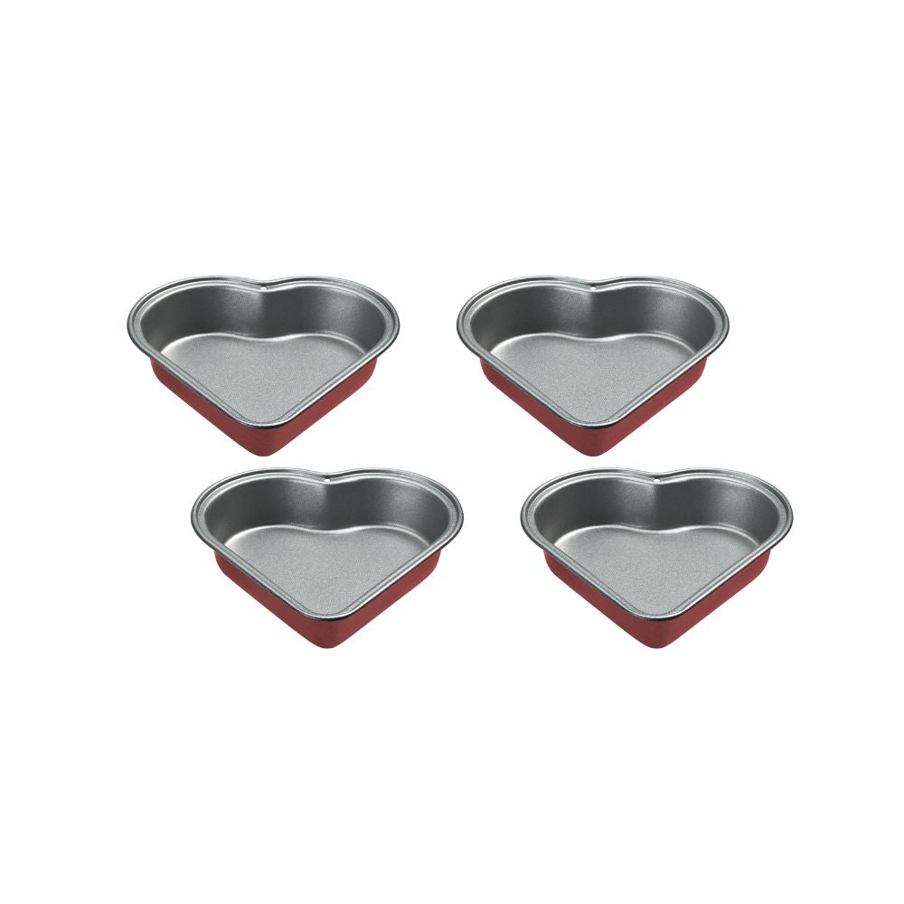 Set de Moldes Cuisinart de 4 piezas, Forma de Corazon Color Rojo