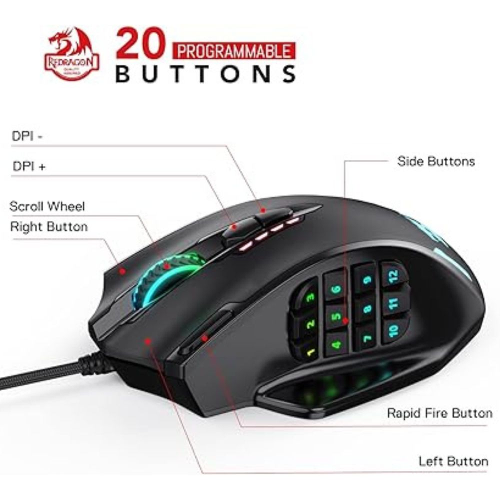 Mouse Gamer Redragon M908 Impact