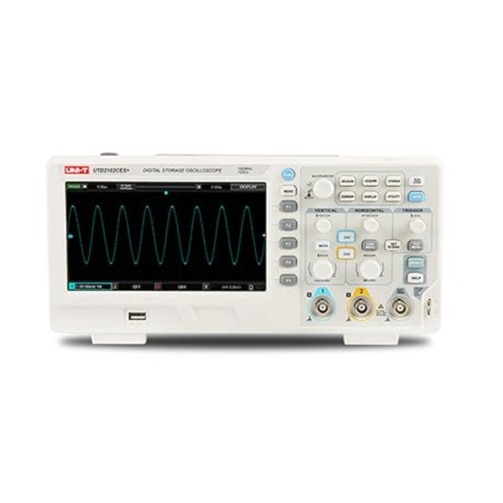 Osciloscopio Uni-t Digital Banda Ancha 100MHz 2 Canales Analogicos Tasa de Muestreo real 1GSa/s Codigo UTD2102CEX+