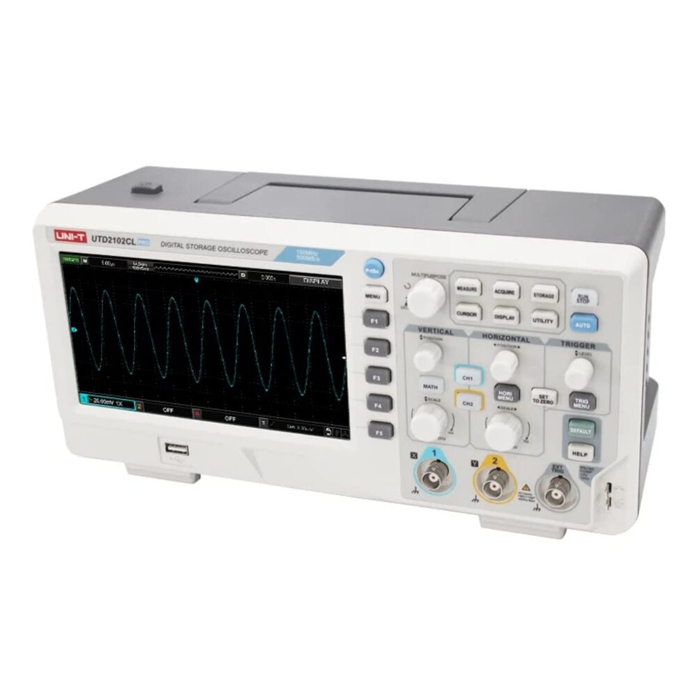 Osciloscopio Uni-t Digital Banda Ancha 100MHz 2 Canales Analogicos Tasa de Muestreo real 500MSa/s UTD2102CL+