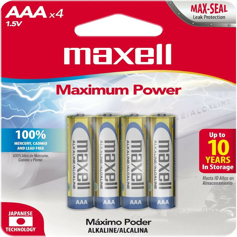 Bateria Pila Alcalina Maxell Pack de 4 Pilas AAA Codigo 723865