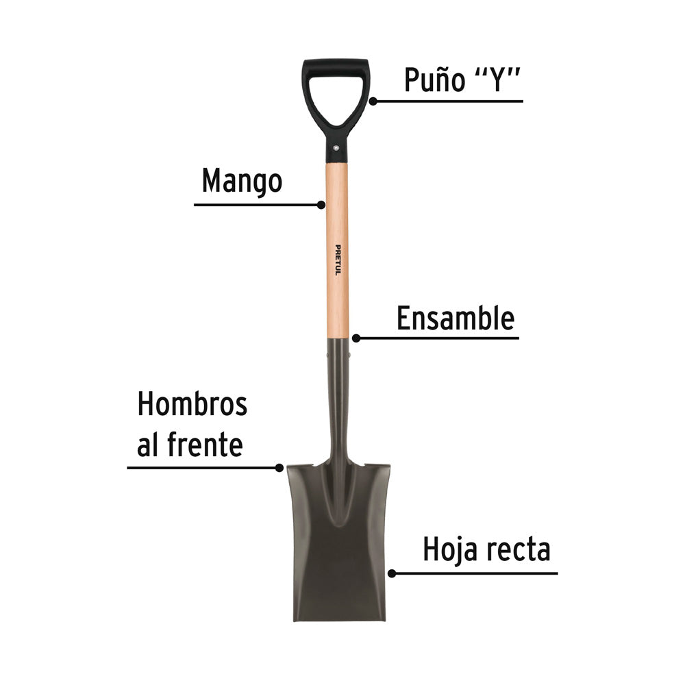 Pala Escarramán Pretul Mango Madera Puño ""Y""