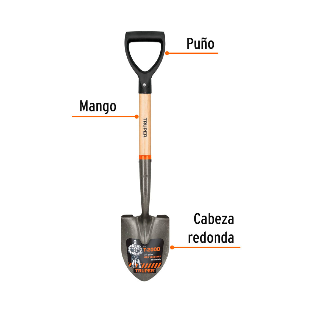 Pala Truper Cajuelera Redonda Puño "D" Mango de Madera