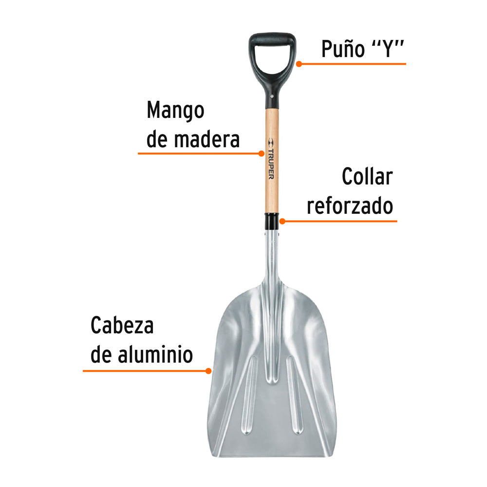 Pala Truper Sanitaria Cabeza #10 de Aluminio Puño "Y" Mango 27