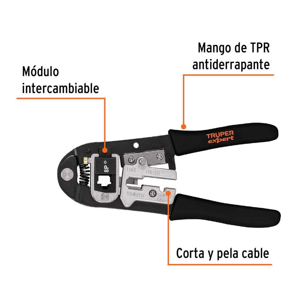 Pinza 8 Truper ponchadora modulos intercambiables