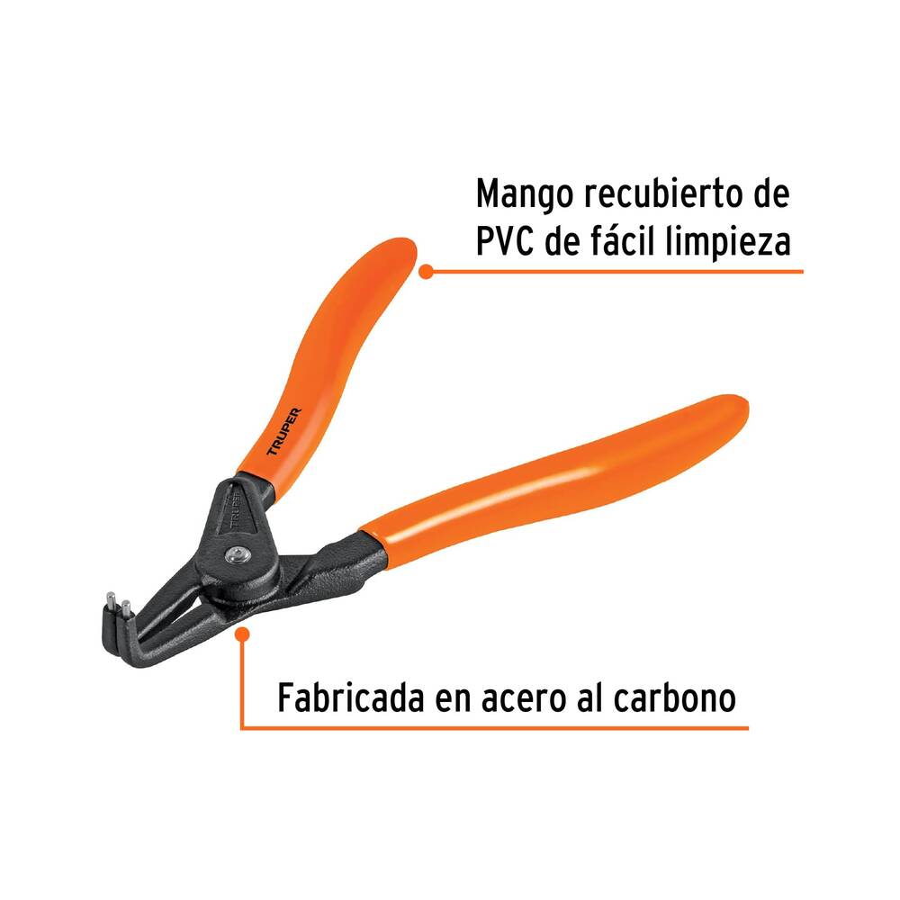 Pinza punta a 90  6-3/4 para abrir anillos Truper mango de PVC