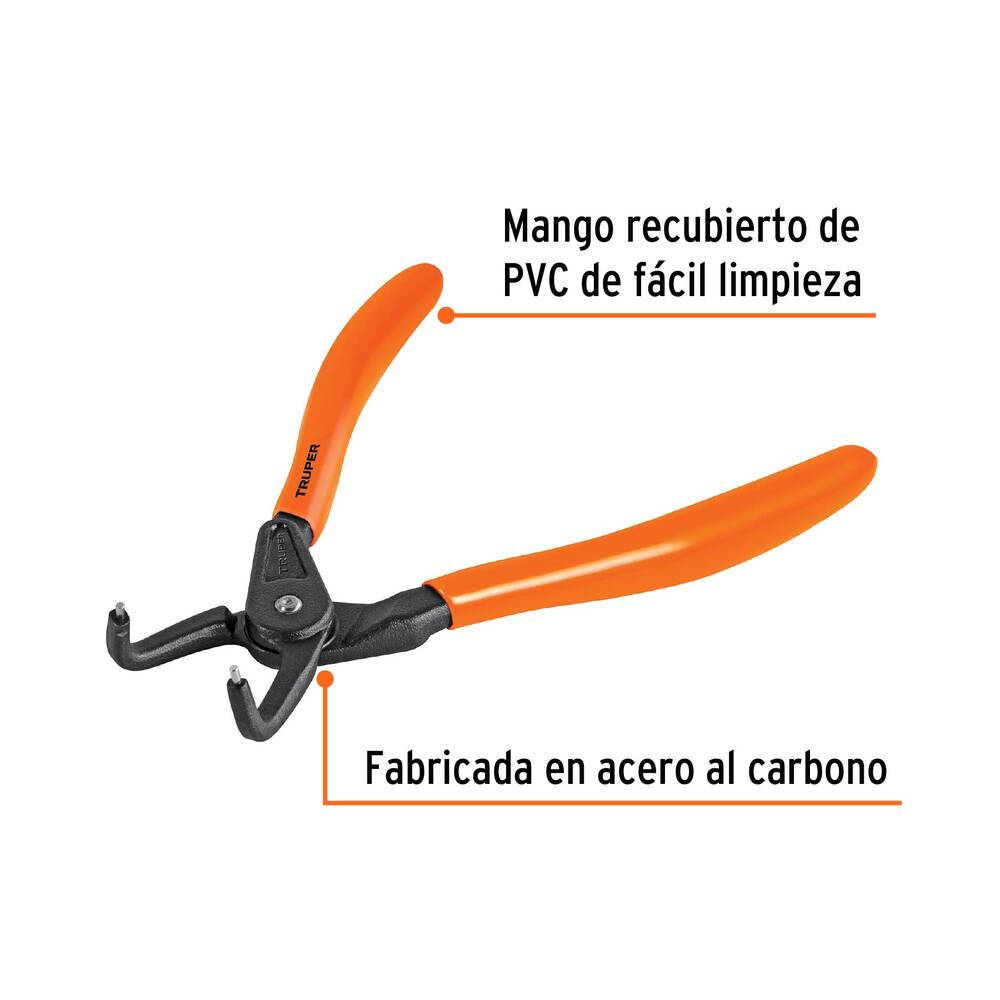 Pinza punta a 90  6-3/4 para cerrar anillos Truper mango de PVC