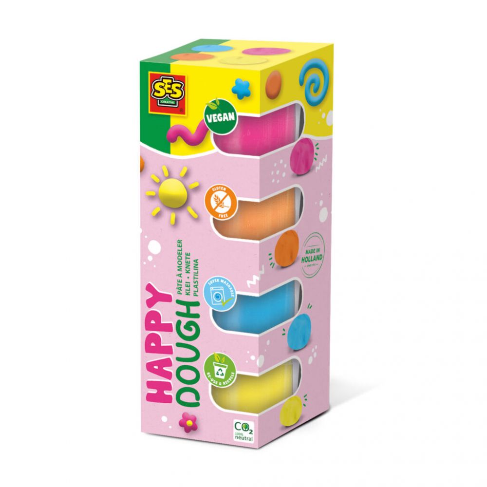 Plastilina Ses Creative En Set De 4 Potes Colores Intensos Felicidad