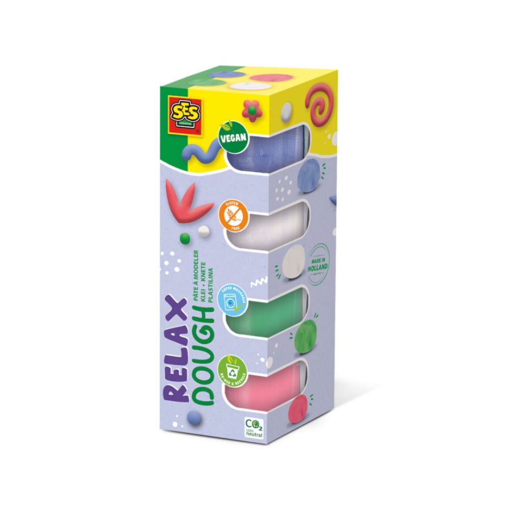 Plastilina Ses Creative En Set De 4 Potes Colores Pasteles Relajante