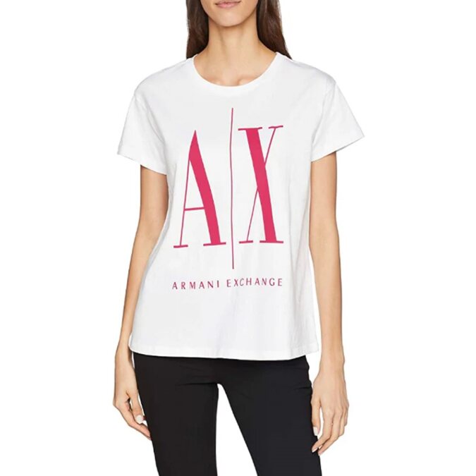 Polera Armani Exchange en Ágata Blanco y Fucsia