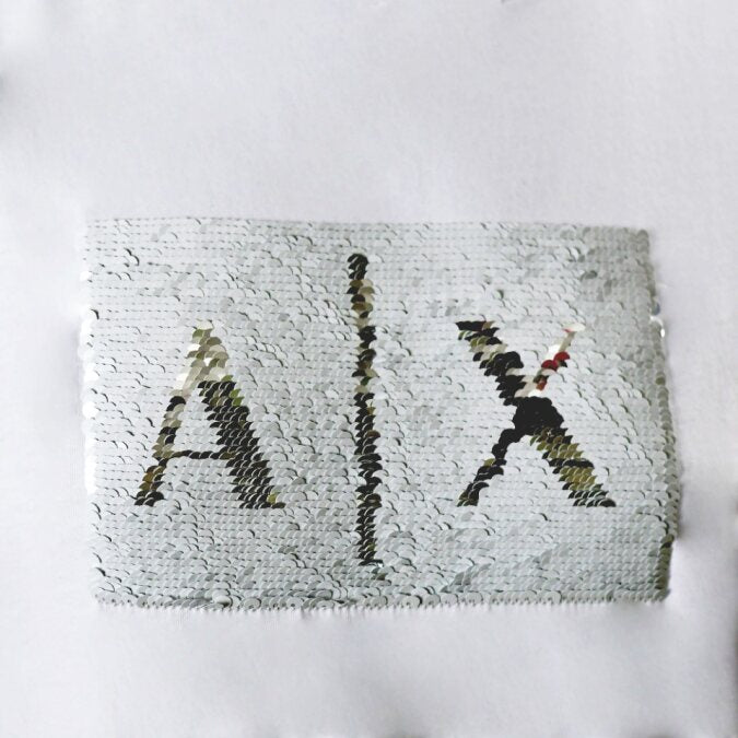 Polera Armani Exchange en Color Tierra Blanca y Plata