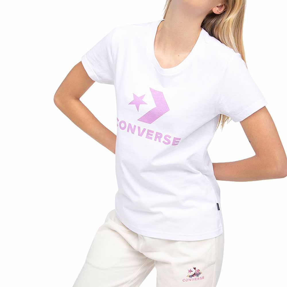 Polera Converse Color Blanco Con Rosado