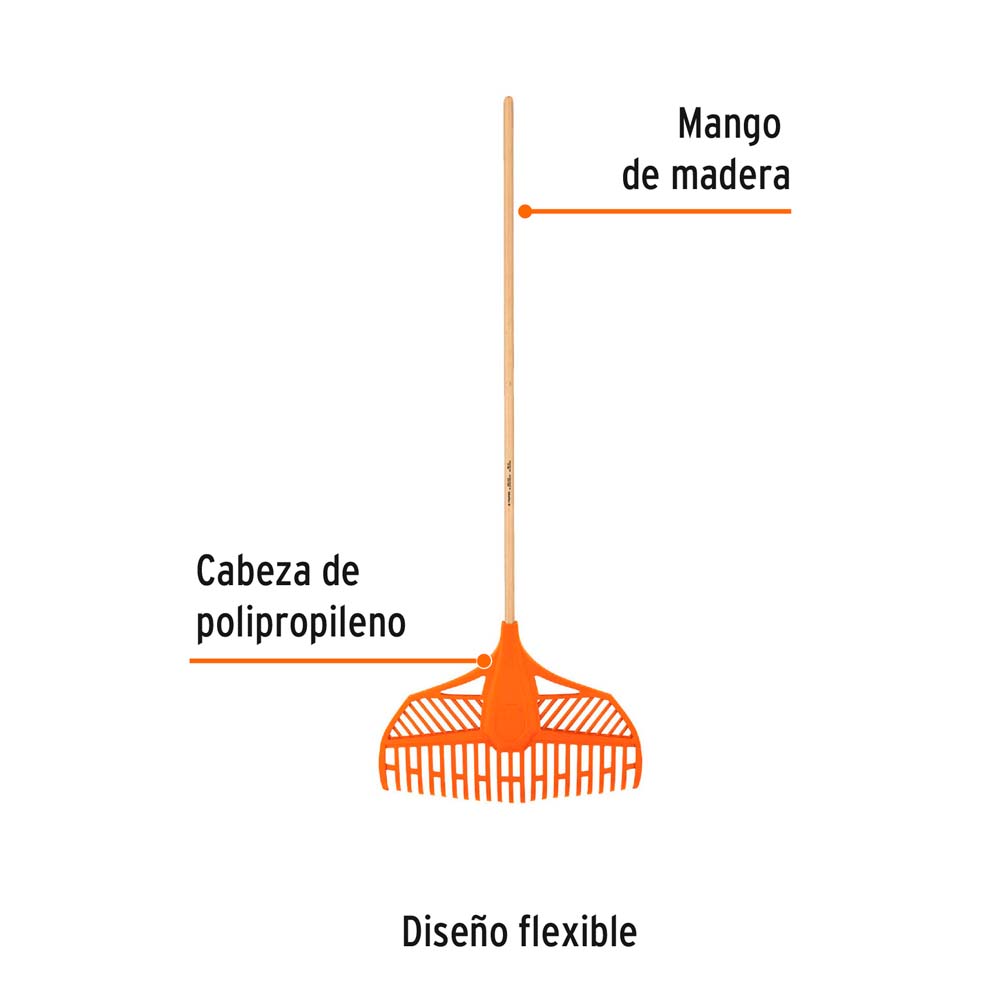 Rastrillo Truper para Jardín de 23 Dientes con Mango 48"