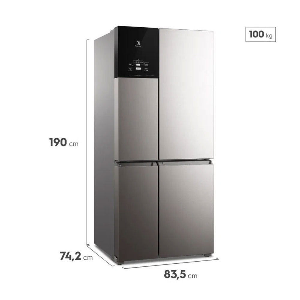 Refrigerador Electrolux 621 Lts. IQ8S No-Frost Inverter 4 Puertas Color Gris Oscuro