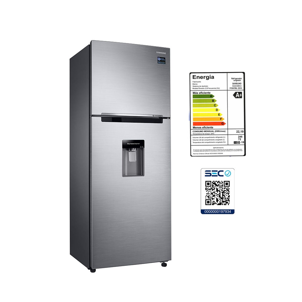 Refrigerador Samsung Top Mount de 318L con Twin Cooling Plus