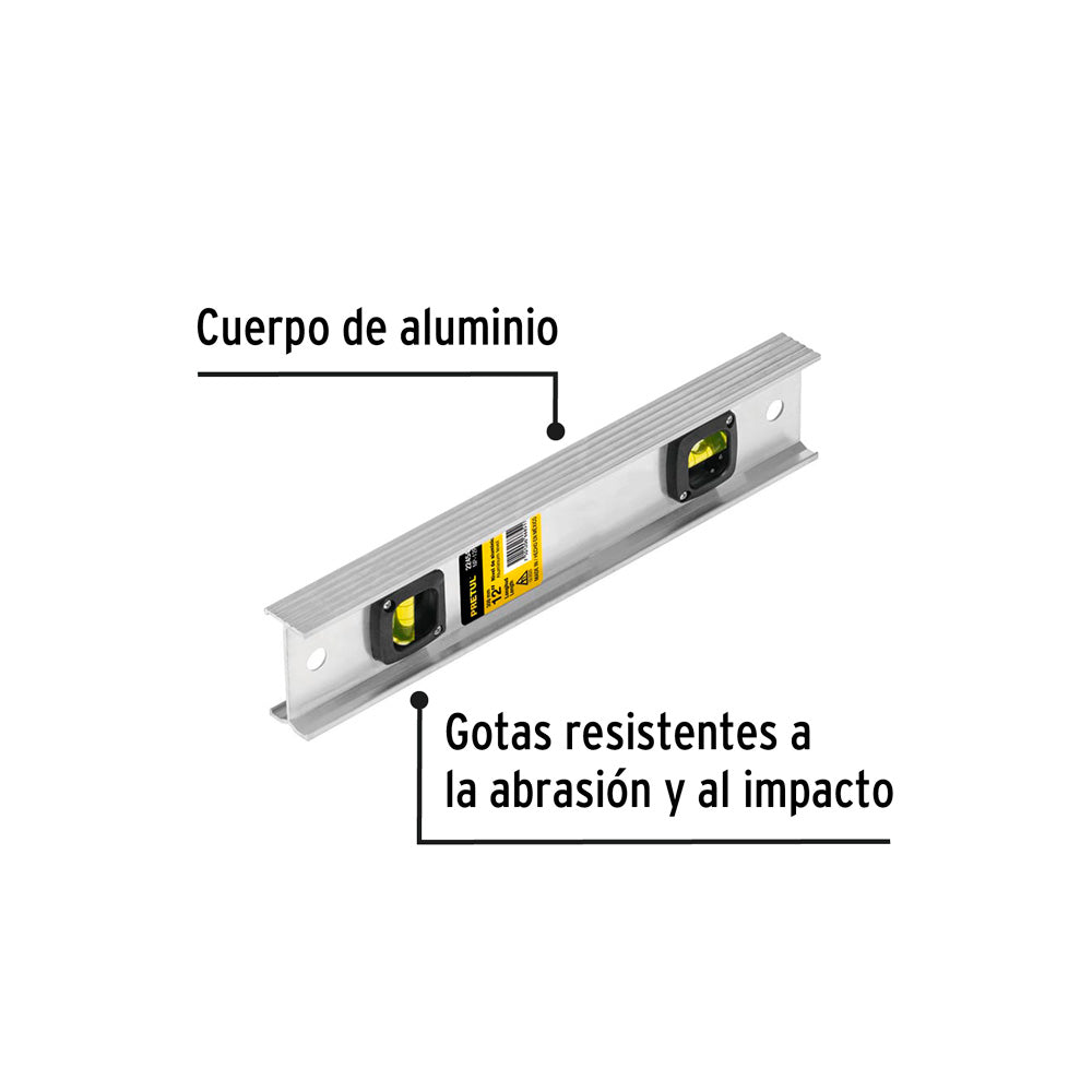 Regla Niveladora Pretul de 12" con Cuerpo de Aluminio