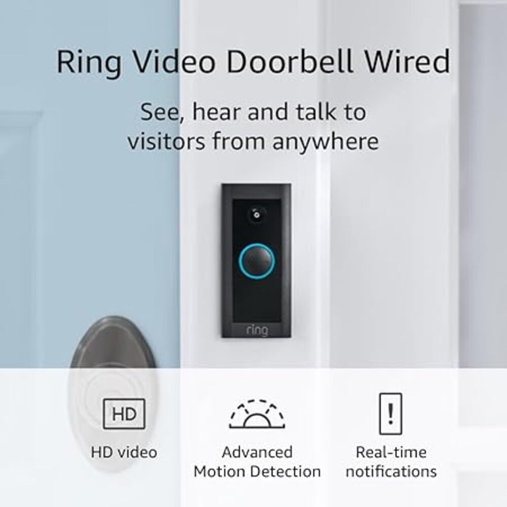 Ring Amazon Doorbell Cableado 1080p HD Audio 2 vias Detector de Movimiento Wifi 2.4Ghz