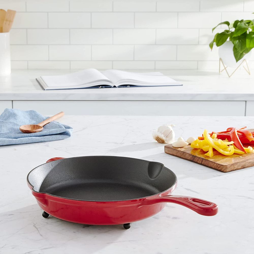 Sartén Cuisinart Redonda de 10" en Color Rojo Cardenal