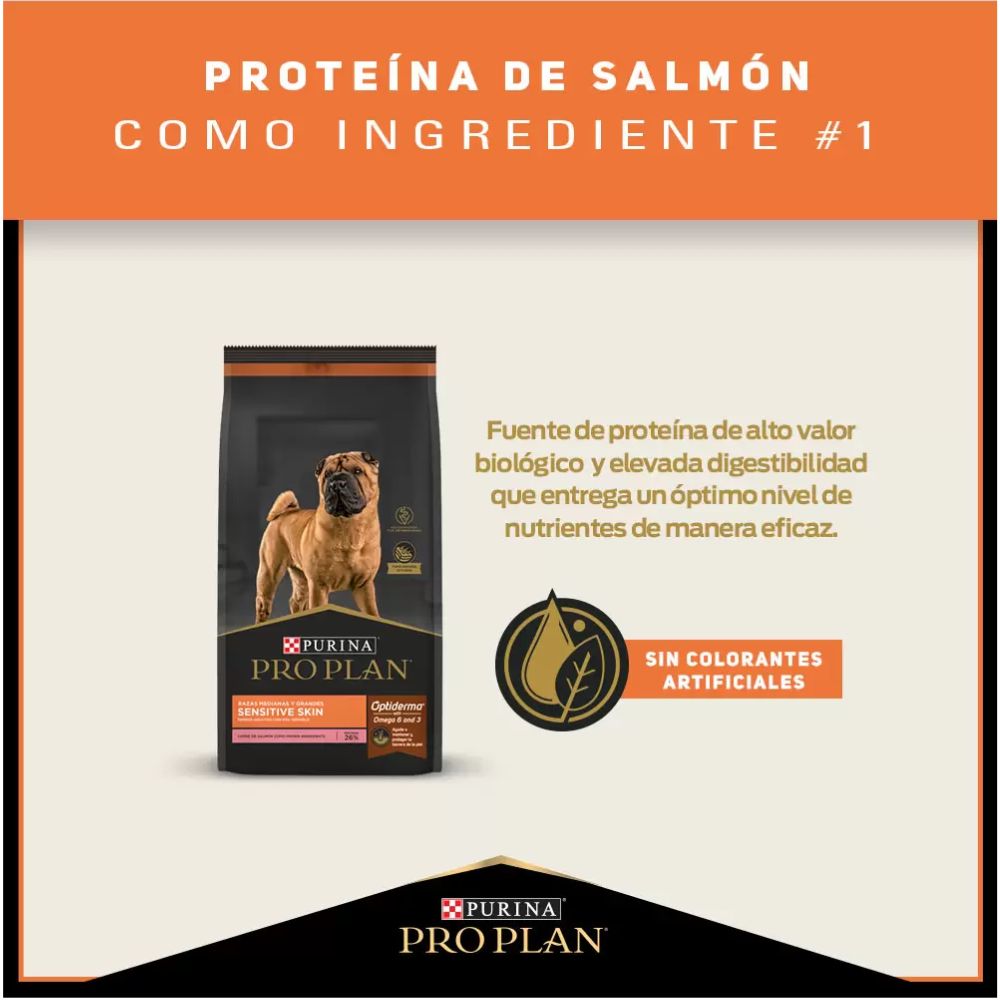 Alimento para Perro Sensitive Skin M/L Pro Plan 15kg AR