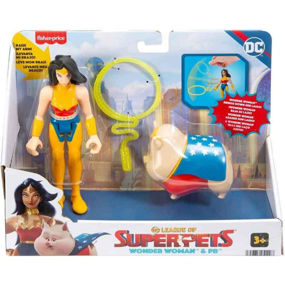 Set De Muñecos Liga De Los Pets Mujer Maravilla Y Mascota Dc Series Mattel