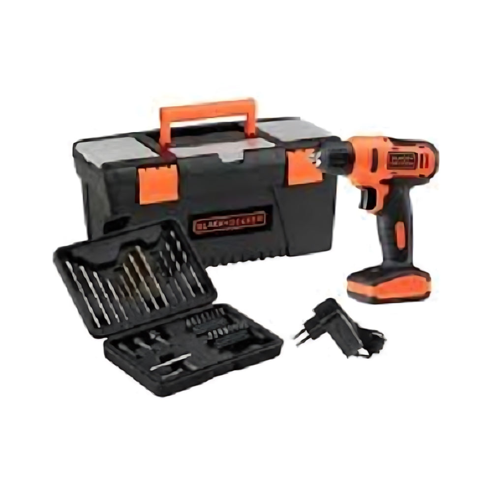 Taladro/Atornillador Black and Decker 3/8″- 12V + Caja + Set de Brocas