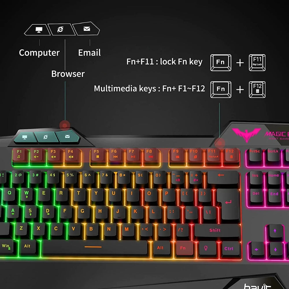 Teclado y Mouse Gamer HAVIT alámbrico con Retroiluminación RGB