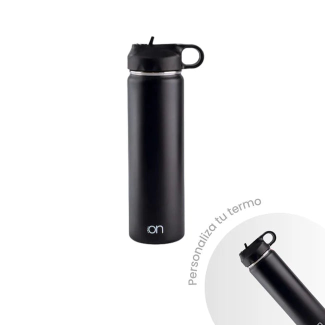 Termo 650ml Chill On Tapa Bombilla Boca Ancha Negro