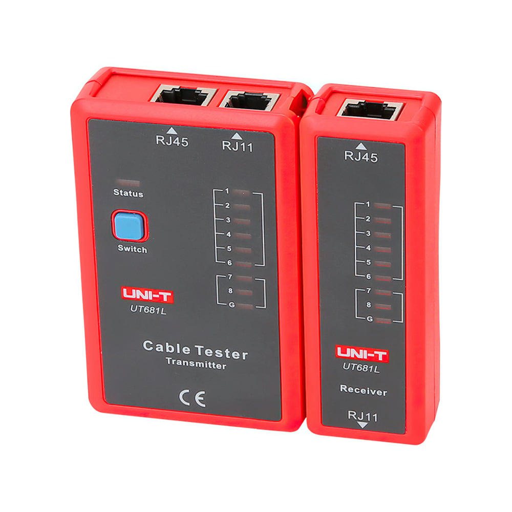 Tester para Cable de Red Uni-t RJ45 y RJ11 Detecta Rotura de Circuito Circuito Abierto y Cruzado Codigo UT681L