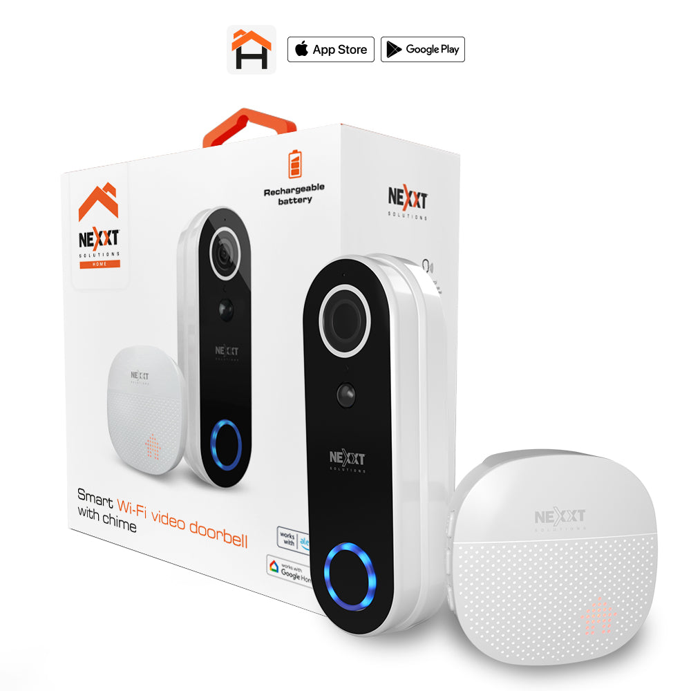 Timbre Inteligente Nexxt Camara Video Portero Full HD WiFi Alexa Google Audio Bidireccional Deteccion de Movimiento Vision Nocturna Proteccion IP65 Codigo