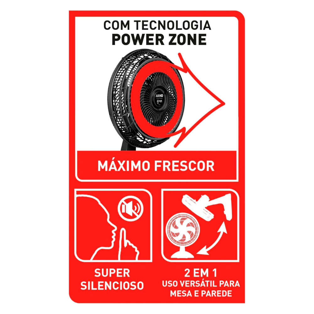 Ventilador Arno VE3200B2 Turbo Fuerza 2 en 1 40CM 220V