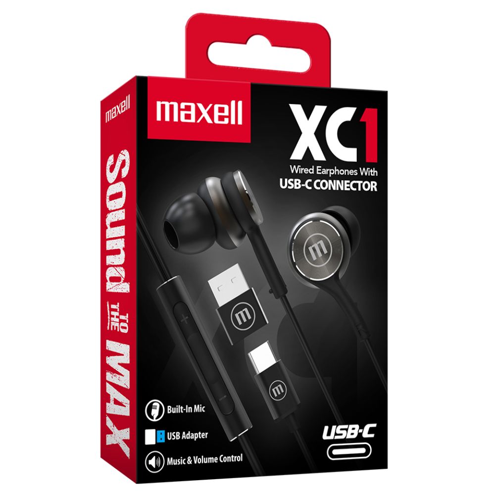 Audífono Tipo C Maxell con Adaptador USB