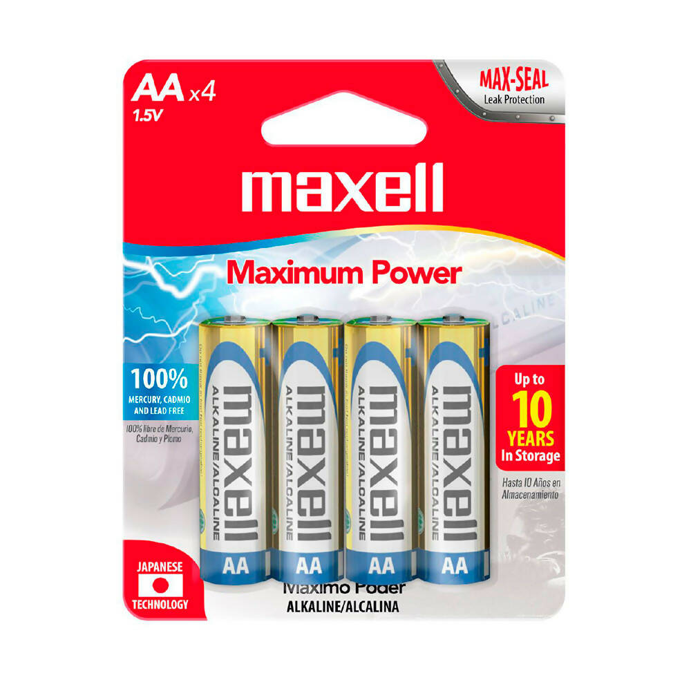 Baterías Alcalinas Maxell AA 4und