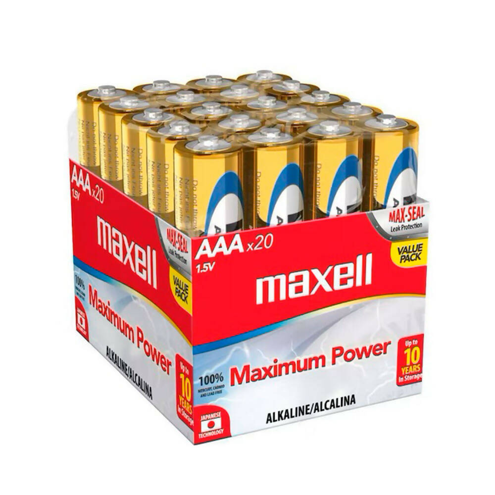 Baterías Alcalinas Maxell AAA Pack X20