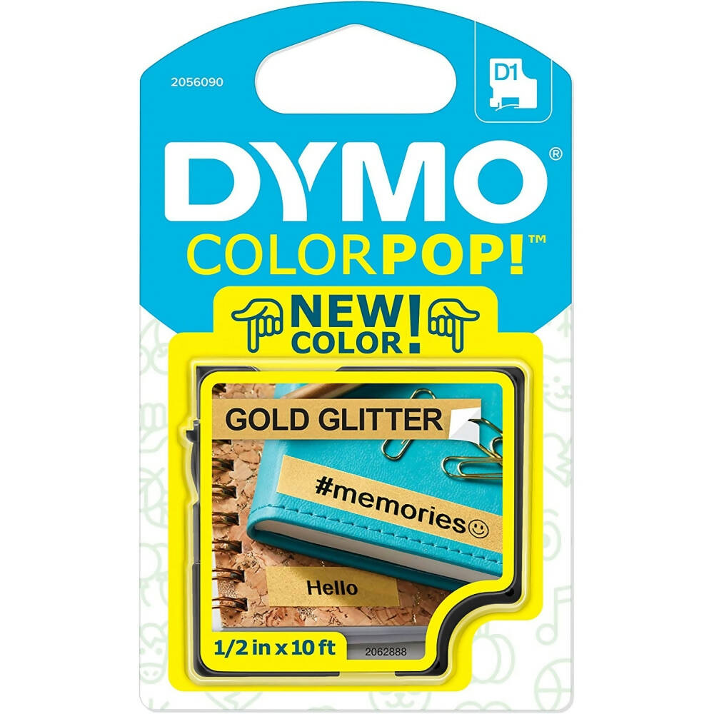 Cinta Dymo D1 Labelmanager Color Pop Negro sobre Dorado 12mm x 3m Codigo 2056090