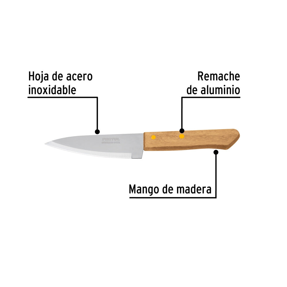 Cuchillo de Chef Pretul 5" Mango de Madera