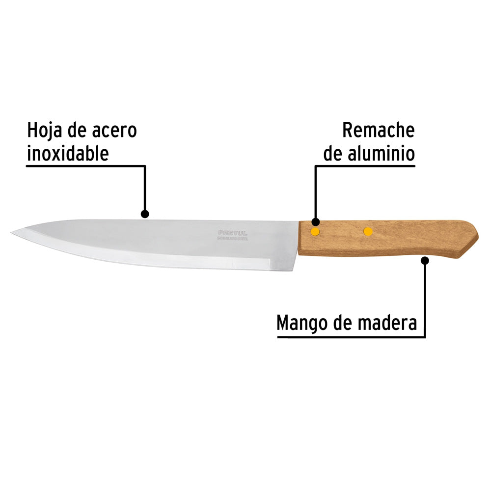 Cuchillo de Chef Pretul 8" Mango de Madera