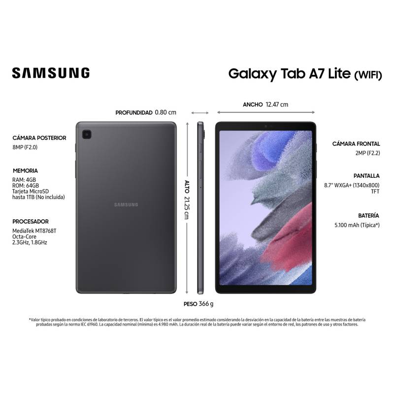 Tablet Samsung Galaxy Tab A7 Lite de 32 GB