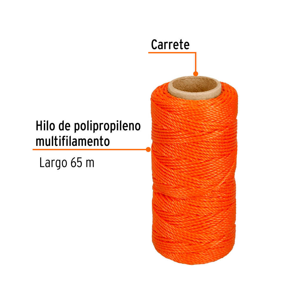 Hilo de Construcción Truper Naranja de 65m