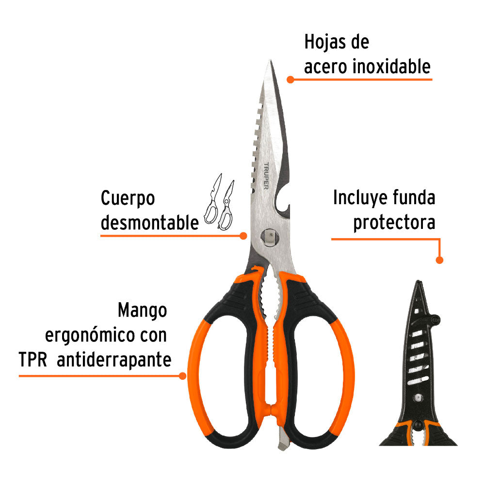 Tijera Multiusos Truper 8 Acero Inoxidable